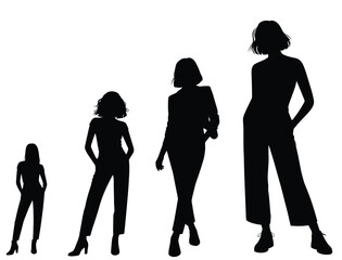 Fashionable Female Silhouettes Standing in Stylish Poses