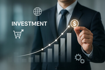 business man choose the option on screen