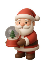Obraz premium 3D Santa Claus Holding Snow Globe Isolated on a Transparent Background