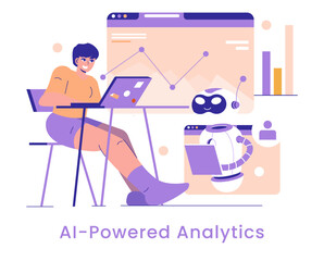 AI In Marketing. Flat Vector Illustration