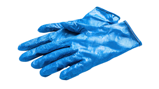 Coated nylon gloves with elastic wristband background isolated on a Transparent background, PNG file.