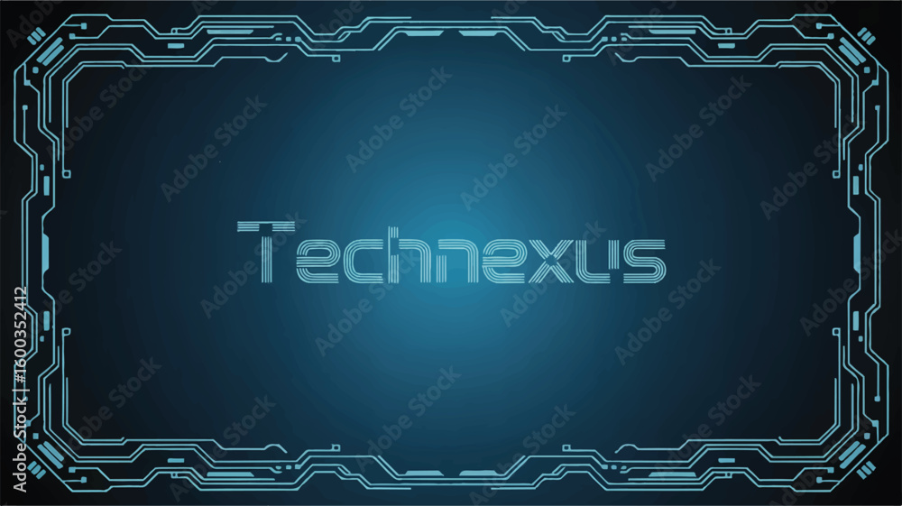 Poster technexus digital interface: an abstract tech design with a vibrant display, showcasing a cutting-ed