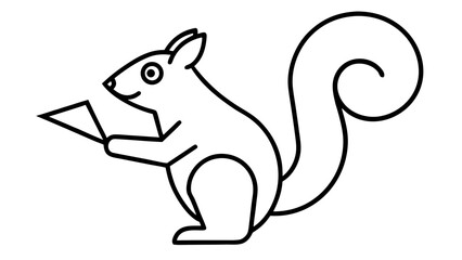 Obraz premium Line Art Squirrel Holding Paper Airplane black and white