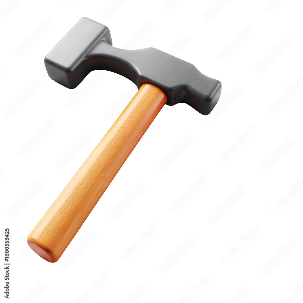 Aufkleber a close up studio shot of a hammer with a wooden handle angled view on transparent background