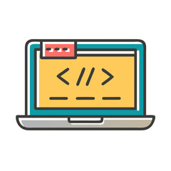 laptop with code lines icon vector  .svg