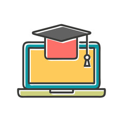 laptop with graduate cap icon vector  .svg