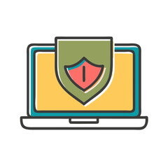 laptop with shield icon vector  .svg