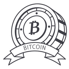 Bitcoin coin symbol emblem with banner cryptocurrency digital currency