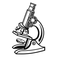 Black and white scientific microscope illustration science laboratory