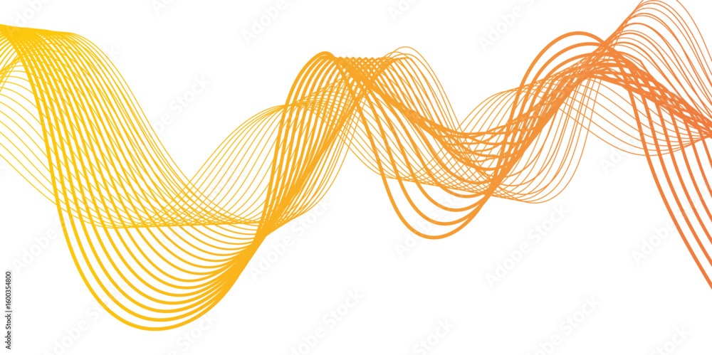 Canvas Prints abstract modern wave with thin, flowing lines with smooth gradient from coral pink to orange and yel