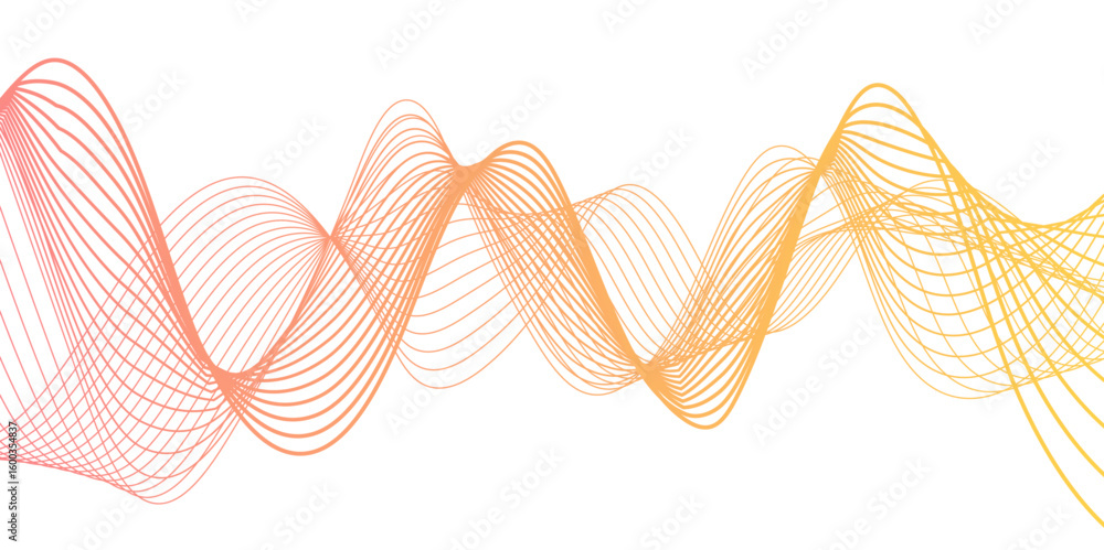 Canvas Prints abstract modern wave with thin, flowing lines with smooth gradient from coral pink to orange and yel