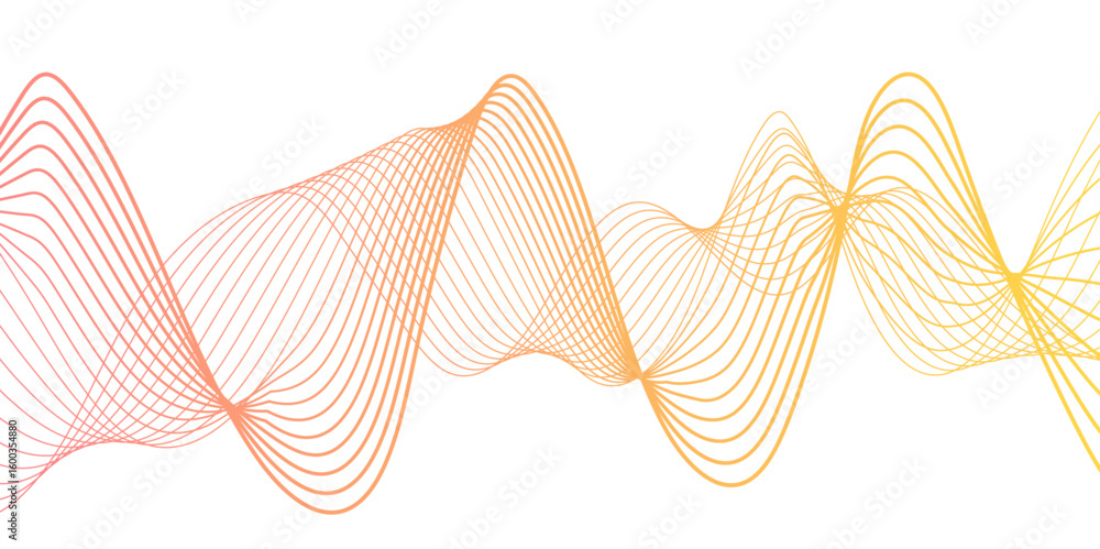 Canvas Prints abstract modern wave with thin, flowing lines with smooth gradient from coral pink to orange and yel