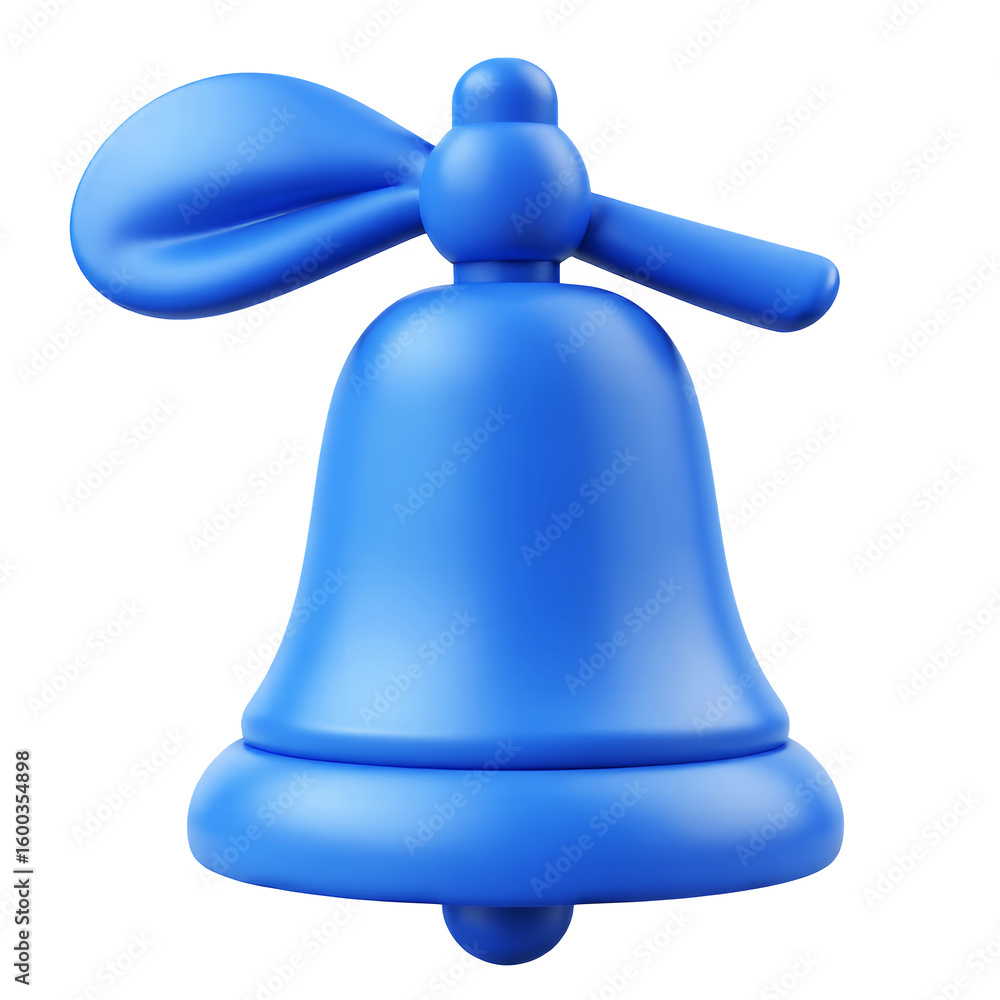 Poster a blue bell with a bow on top isolated in a rendered style on transparent background