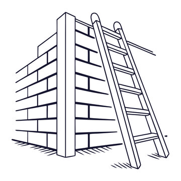 brick wall with ladder leaning clip art preview