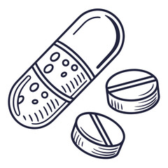 Capsule and pills medical treatment healthcare symbols medication medicine
