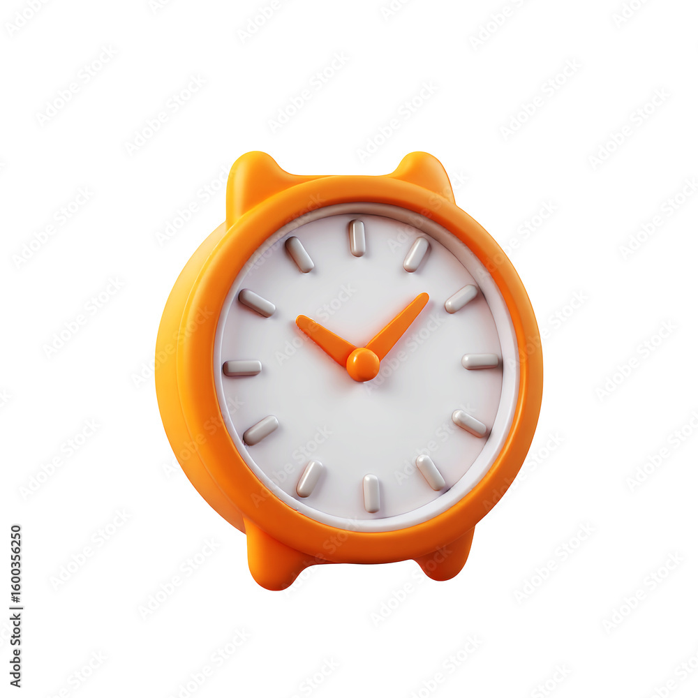 Poster a close up of an orange clock with cat ears in a studio shot style on transparent background