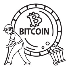 Fototapeta premium Bitcoin miner with cart cryptocurrency mining