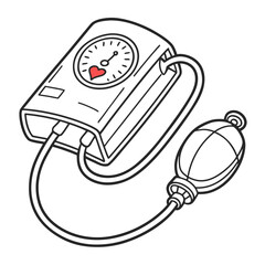 Blood pressure monitor with red heart health medical