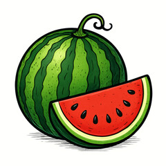 Watermelon with slice illustration