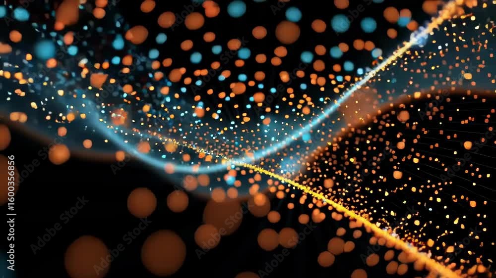 Poster Endless Glowing Particles in a Field of Tiny Dots Creating a Captivating Abstract Visual Experience