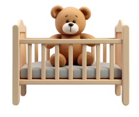Teddy bear in cradle feels safe and protected, ready for sweet dreams