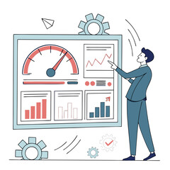 Businessman analyzing performance dashboard analytics