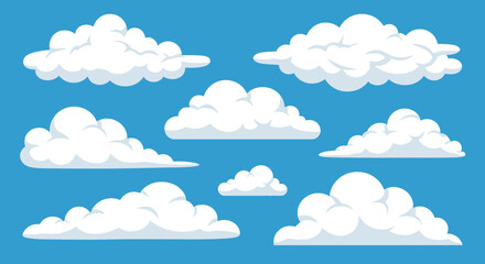 Fototapeta premium A vector illustration of a set of cartoon clouds for a seamless sky pattern