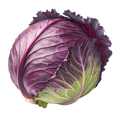 Obraz premium Vibrant head of red cabbage, a fresh and healthy vegetable isolated on a transparent background.