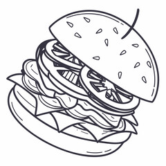 Delicious Burger with Tomato and Cheese food fast food