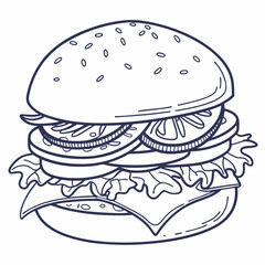 Delicious layered burger with lettuce tomato and cheese hamburger food