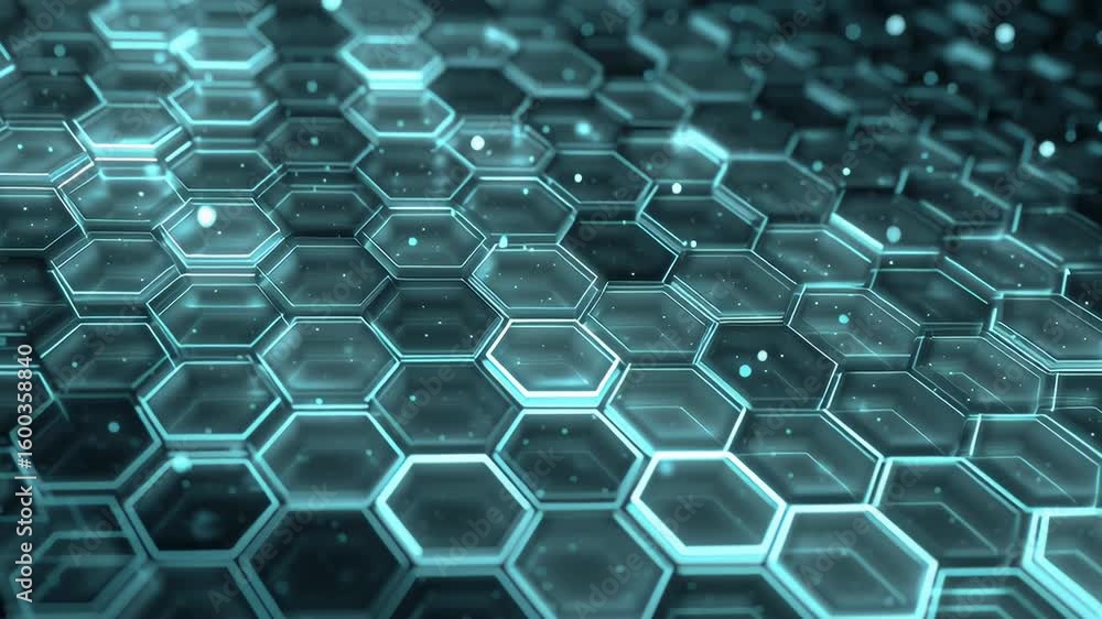 Aufkleber abstract hexagonal grid pattern with pulsing and morphing design in soft blue tones