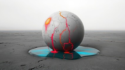 Fragmented World: Illuminating Cracks and Molten Core on Desolate Planet