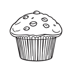 Cranberry Muffins Line Art Fresh Baked Style