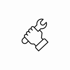 hand holding wrench icon sign vector
