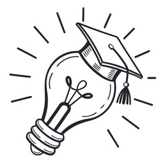 Graduation cap light bulb idea innovation symbol education