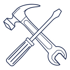 Hammer and wrench crossed tool repair