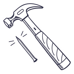 Hammer and nail construction tool building