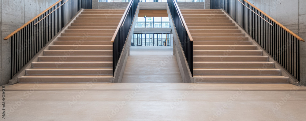 Poster twin circular staircases mirroring each other create stunning architectural feature in modern buildi