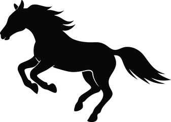horse jumping black silhouette vector illustration