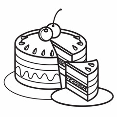 Layered cake with cherries and slice dessert