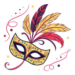 Festive masquerade mask with colorful feathers party