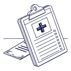 Medical clipboard with cross and checklist healthcare