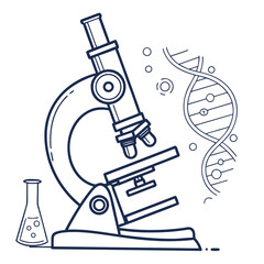Microscope laboratory flask D N A strand science