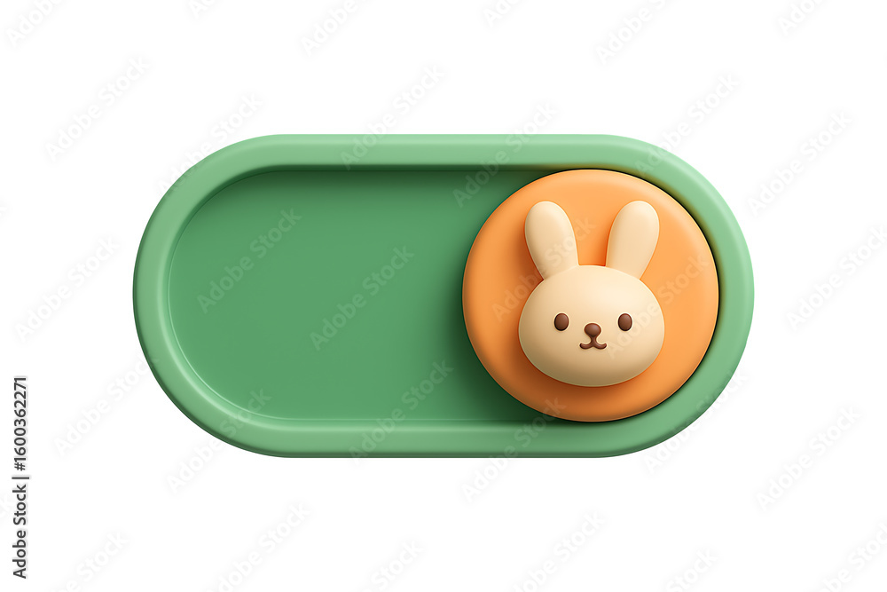 Poster 3d bunny switch button isolated on a transparent background