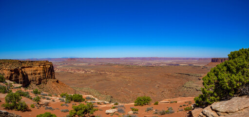 Panorama of view from "Island of the sky" of the Canyonlands Narional Park in Utah, USA