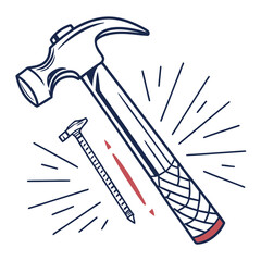 Hammer and nail construction tool building