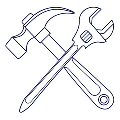 Hammer and wrench crossed tool repair