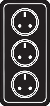 Black power strip with three white sockets electrical outlet electricity