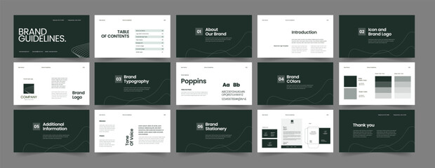 Modern Brand Guideline Presentation Design, Brand Identity Book, Branding Guidebook Layout