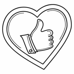 Heart shape with thumb up symbol like approval